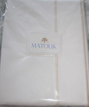 Matouk Ansonia Full/Queen Flat Sheet Ivory 100% Egyptian Percale/Free Shipping!